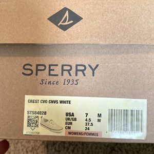 NWT White Canvas Sperry Shoes Womens Size 7